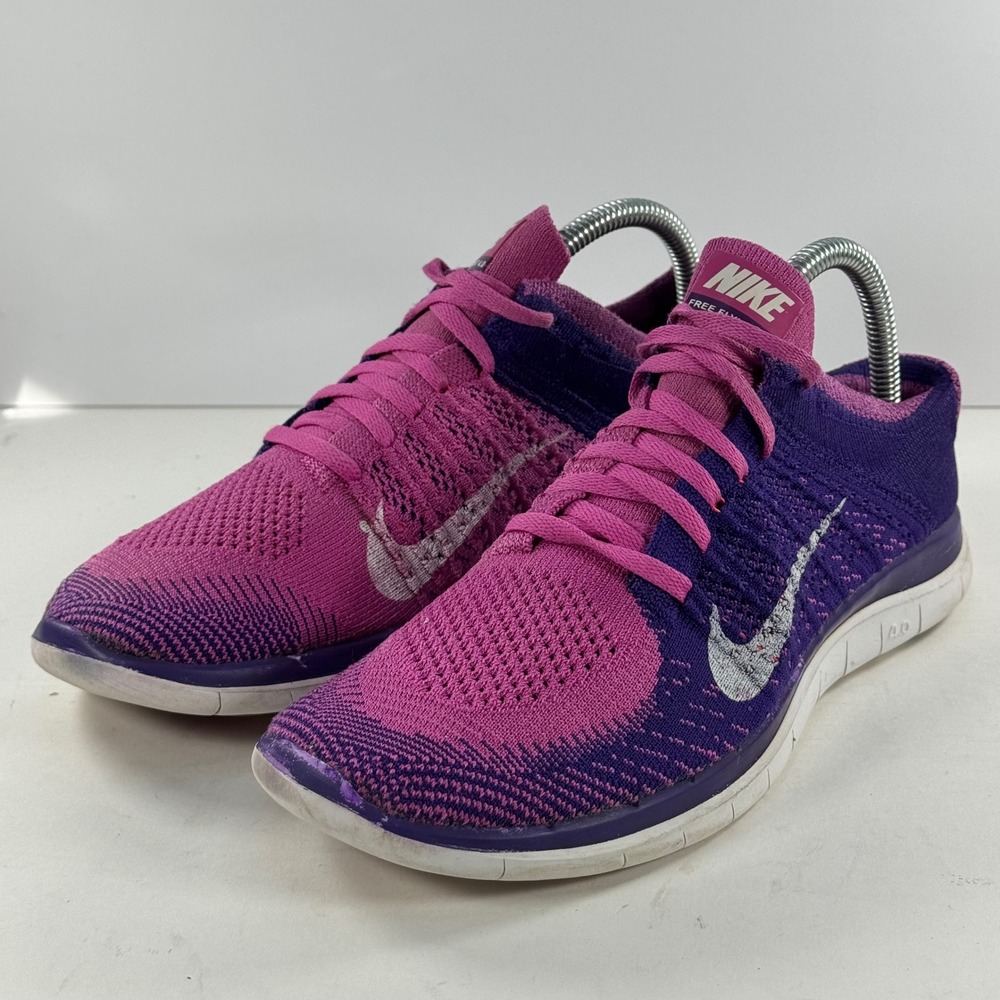 Nike Free Flyknit 4.0 Womens Purple Pink‎ Running Shoes 631050-615 Size 8.5 - Picture 5 of 12